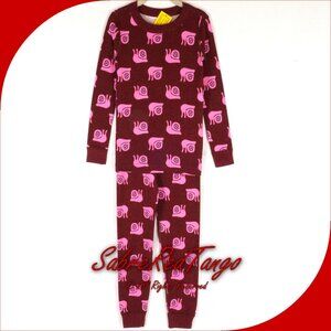 NWT Hanna Andersson Organic Long Johns Pajamas Snail Print 120 6 7